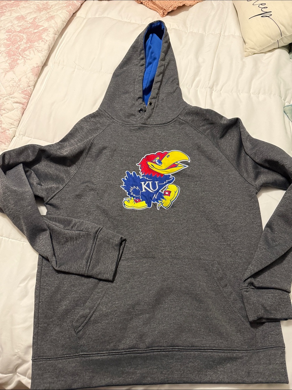 Kansas Jayhawks Gray Hoodie with KU Logo medium